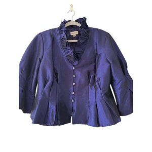 Nicolette Womens Formal Midnight Blue Satin Finish  Jacket 16W